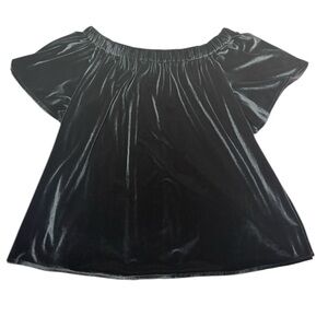 Chelsea & Theodore Black Velvet Off-Shoulder Blouse